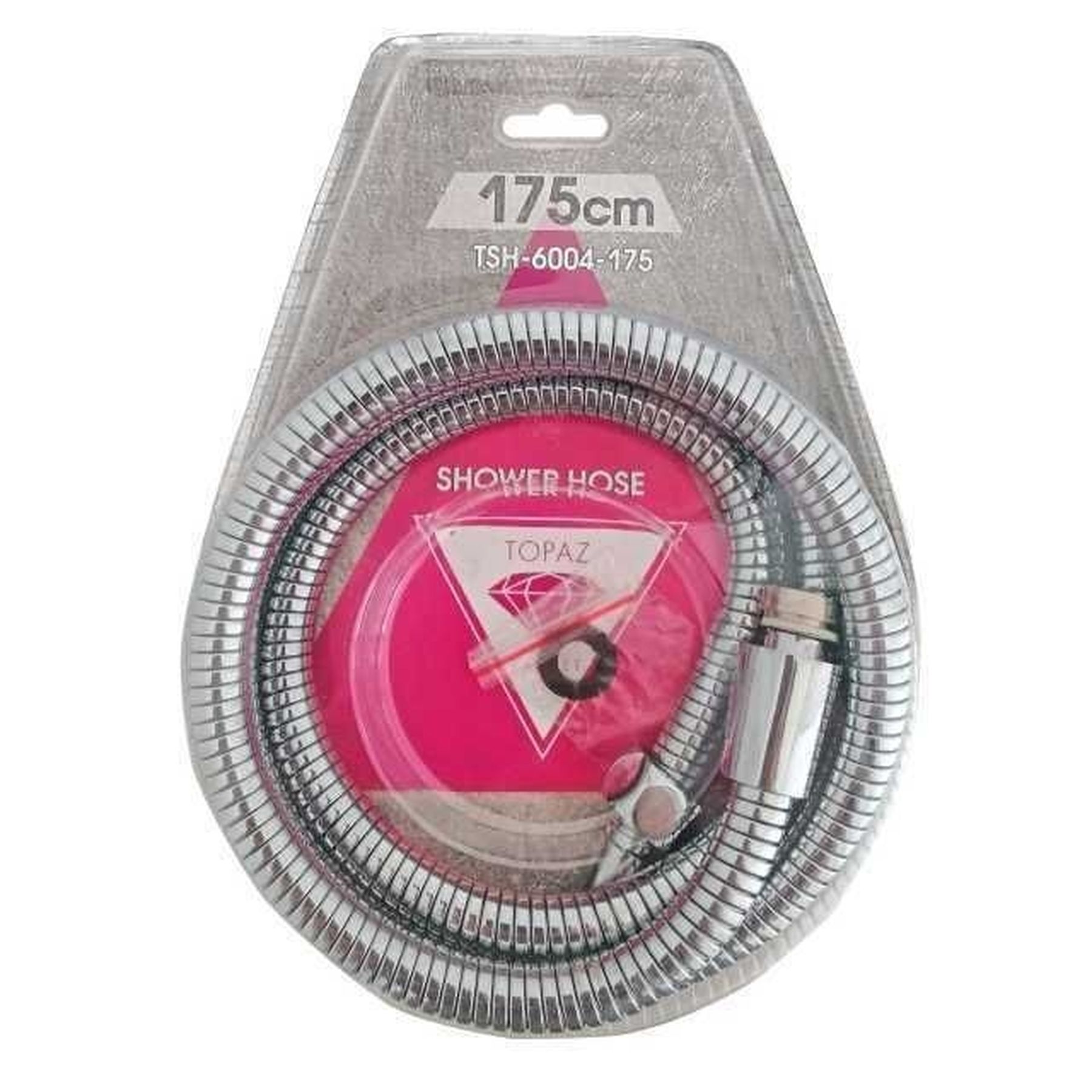 Шланг для душу TOPAZ TSH-6004-175 хром 175см посилений рухома гайка, Blister - Image 1