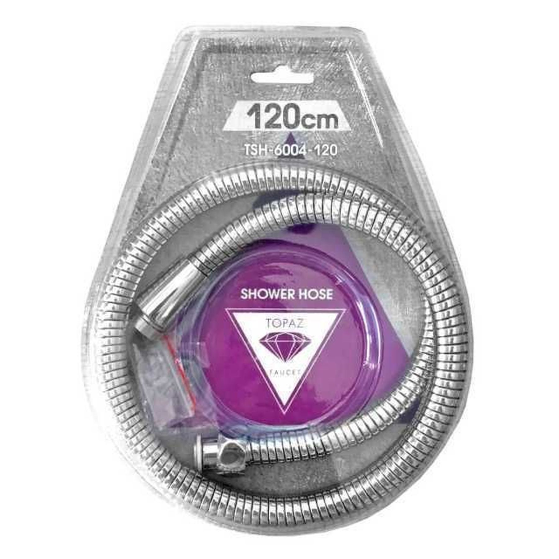Шланг для душу TOPAZ TSH-6004-120 хром 120см посилений рухома гайка, Blister - Image 1