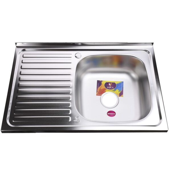 Мийка кухонна накладна прямокутна 800х500х180 Satin Right MR 8050 R E Mira
