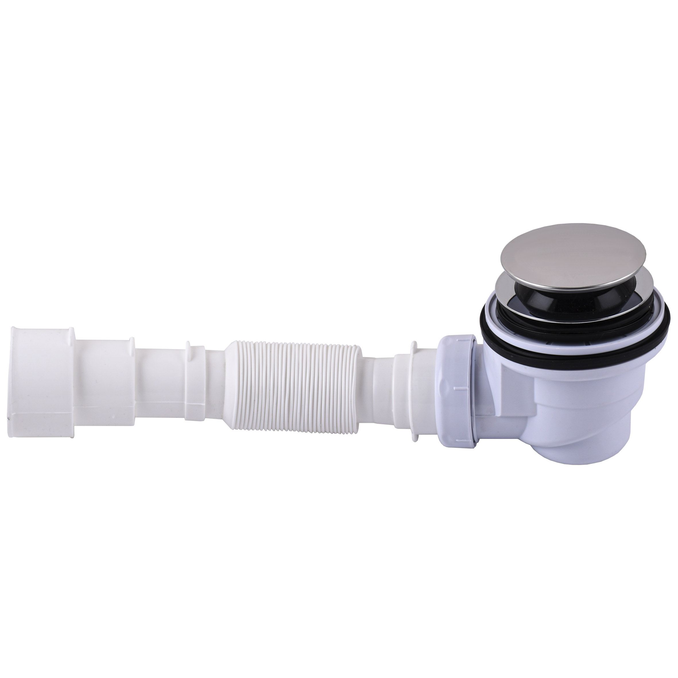 Сифон ″Waterstal″ для душового піддону Click-Clack з гнучкою трубою 32/40/50  Н=65 мм (А - 1765) - Image 1