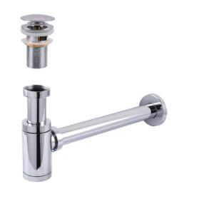 Сифон металевий з донним клапаном з переливом Globus Lux GS-32-105-03A