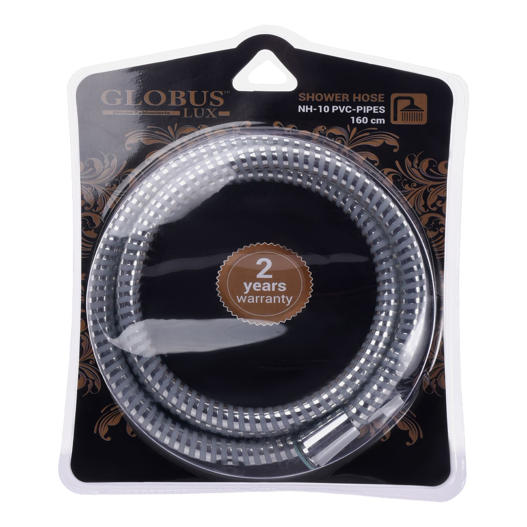 Шланг душовий Globus Lux NH-10-160 силіконовий PVC ХРОМ,довжина 160см-(тип HGrohe),блістер - Image 1