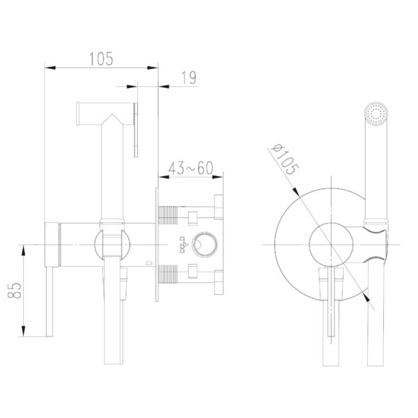 Змішувач гігієнічний TOPAZ LOFT TLF 32106-H39-C