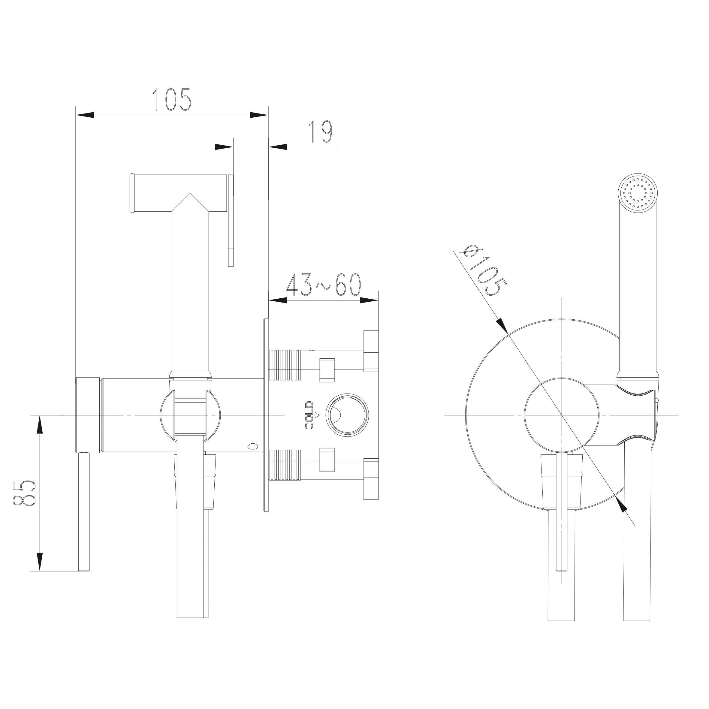Змішувач гігієнічний TOPAZ LOFT TLF 32106-H39-C - Image 2