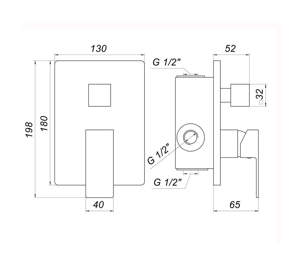Змішувач для душу Globus Lux SMART GSM-305-00  вбудований на три споживача, без душ.набора, хром - Image 3
