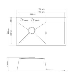 Мийка кухонна з полицею 3mm 780х430 Графіт 7843HG Mira - Image 4