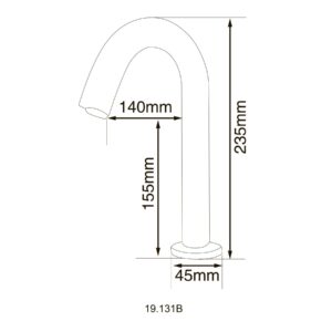 Кран сенсорний для умив-ка HOTEC 19.131B-DC/AC (220V/6V),висота 235мм,з трансформатором,латунь Cold - Image 2
