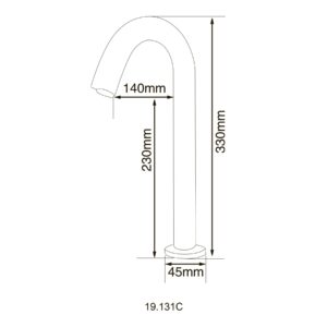 Кран сенсорний для умив-ка HOTEC 19.131C-DC/AC (220V/6V),висота 330мм,з трансформатором,латунь Cold - Image 2