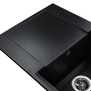 Гранітна мийка Globus Lux KOMO чорний металік 790х500мм-А0001 - Image 2
