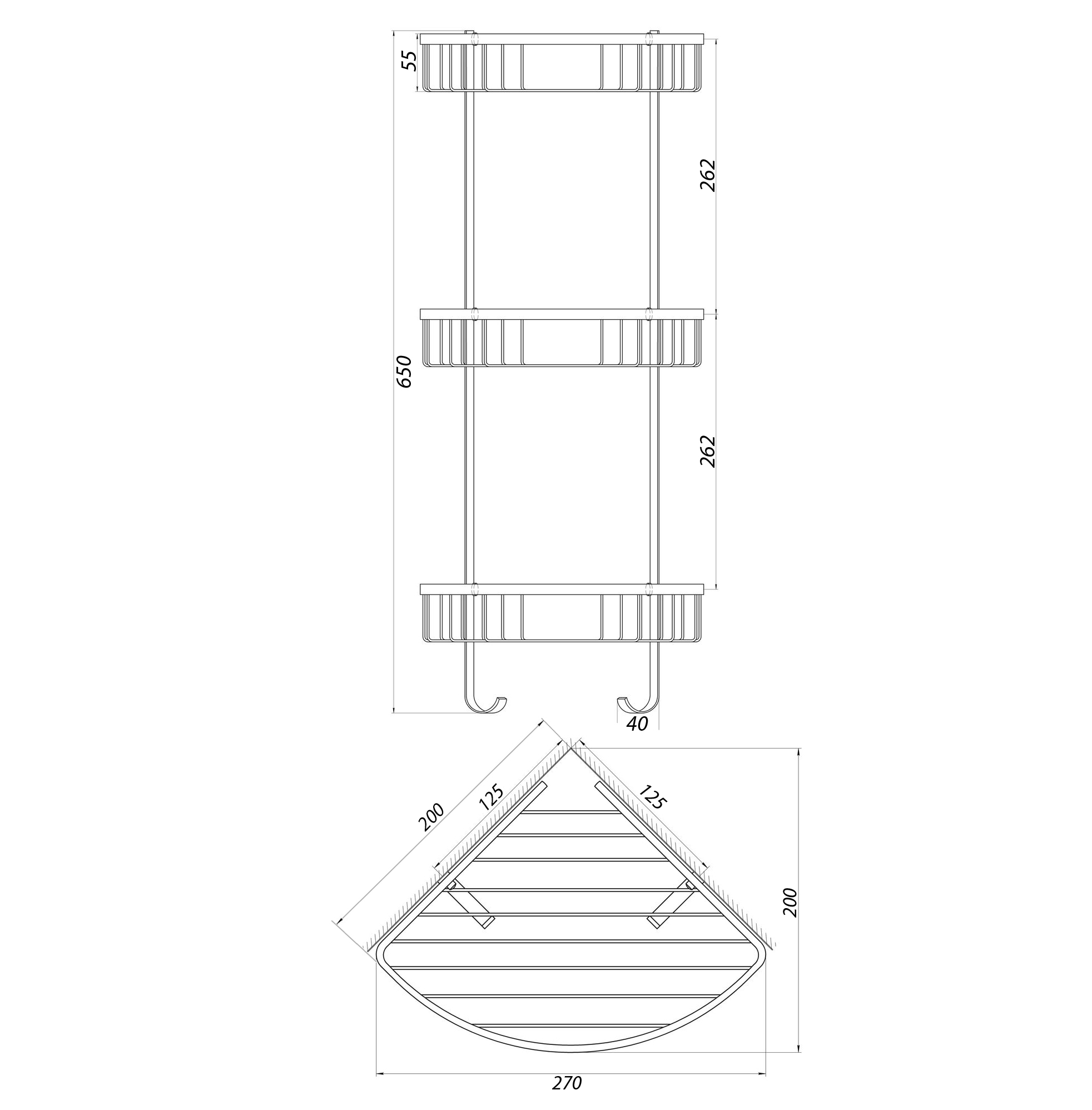 Поличка потрійна кутова TOPAZ 4134 - Image 2