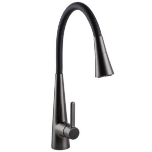 Змішувач для кухні Globus Lux LAZER Pro GLPR-203SM-GPлатунь Графіт,гофровилив Чорний з душ.насадкою - Image 2