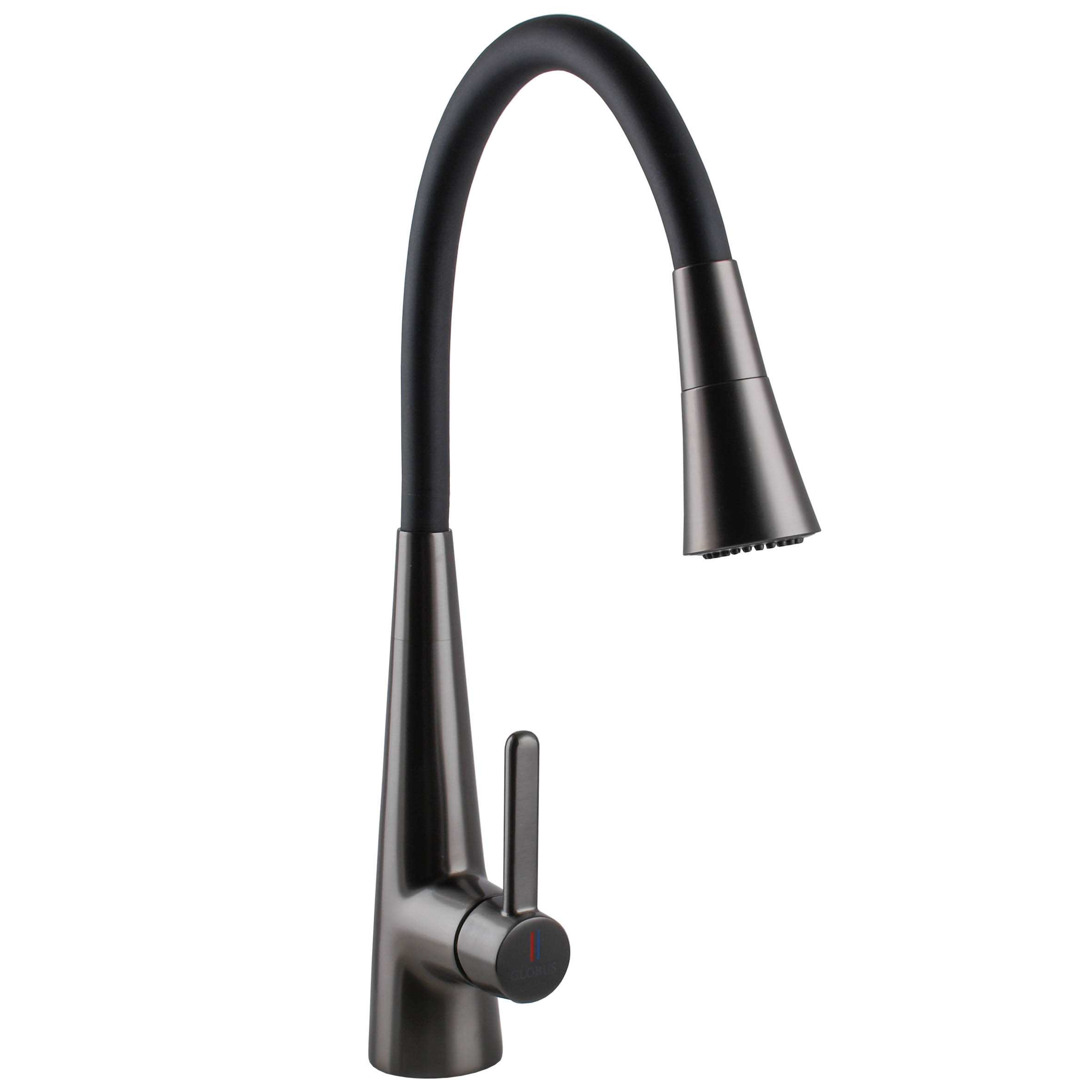 Змішувач для кухні Globus Lux LAZER Pro GLPR-203SM-GPлатунь Графіт,гофровилив Чорний з душ.насадкою - Image 2