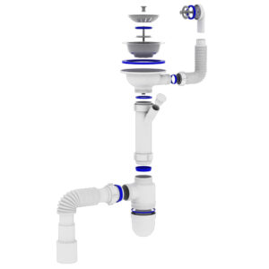 Сифон OPTIMUM 31/2″*40 для мийки з відведенням для прал маш, з круглим гнучким переливом та гнучкою трубою 40х40/50 OPTI 27243 - Image 2