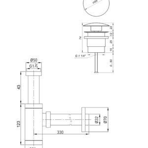 Сифон латунь з донним клапаном Globus Lux GSB-32-125-04A - Image 2
