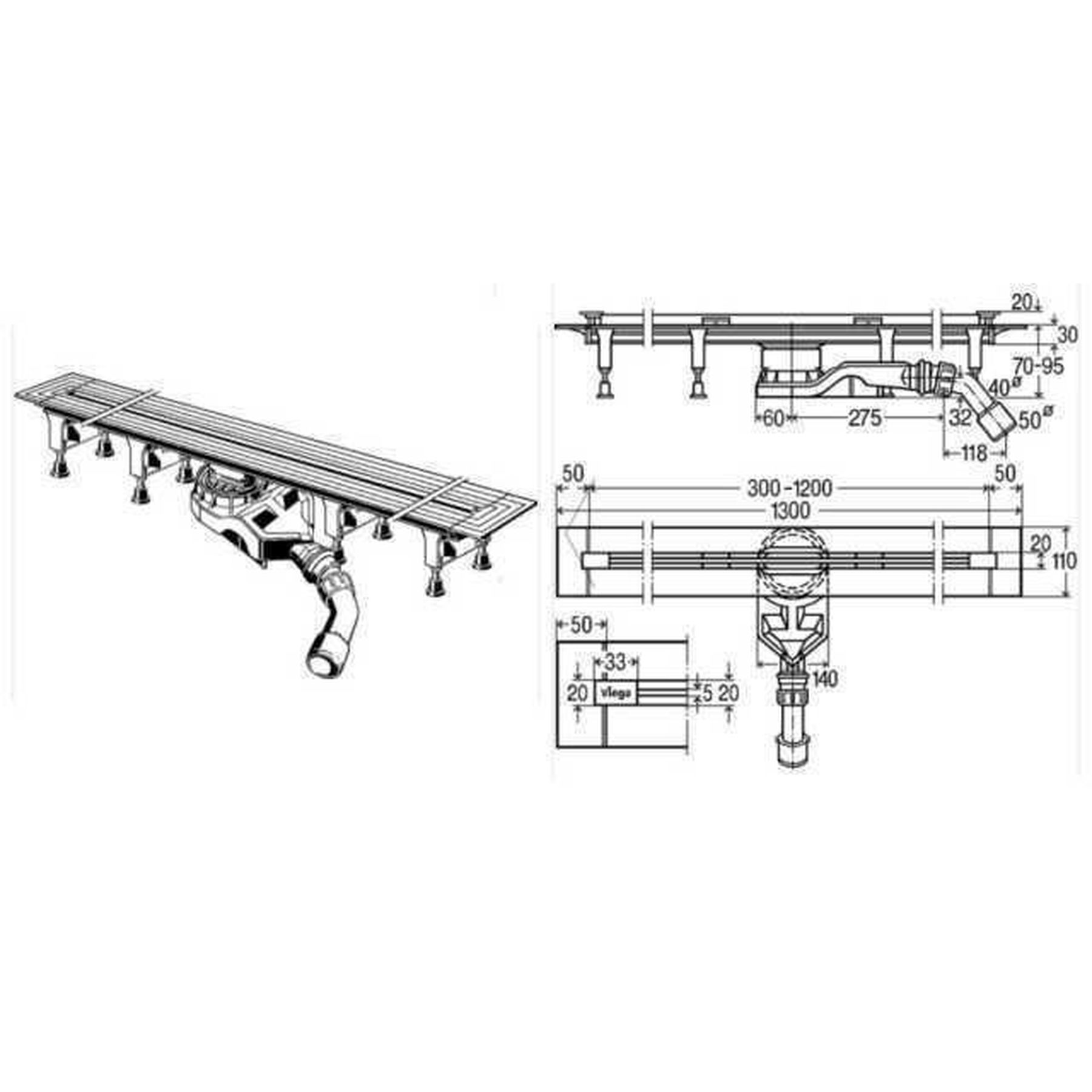 Душовий лоток Advantix Vario 30-120 см VIEGA 721671 - Image 2