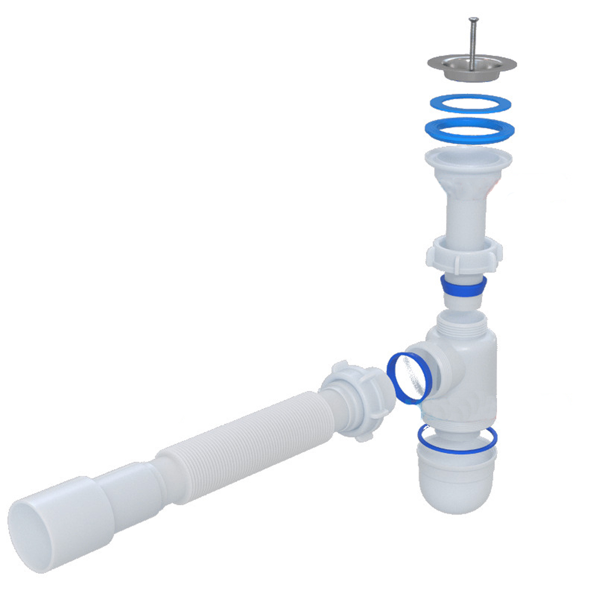 Сифон Waterstal А-32019 під умивальник 1 1/2″ з гнучкою трубою - Image 2