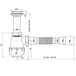 Сифон Waterstal А-40029 для мийки 1 1/2″ з гофрою - Image 2