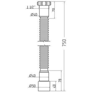 Гнучка труба Waterstal АС-1013 1 1/2″х40/50 з гайкою, 750мм - Image 2