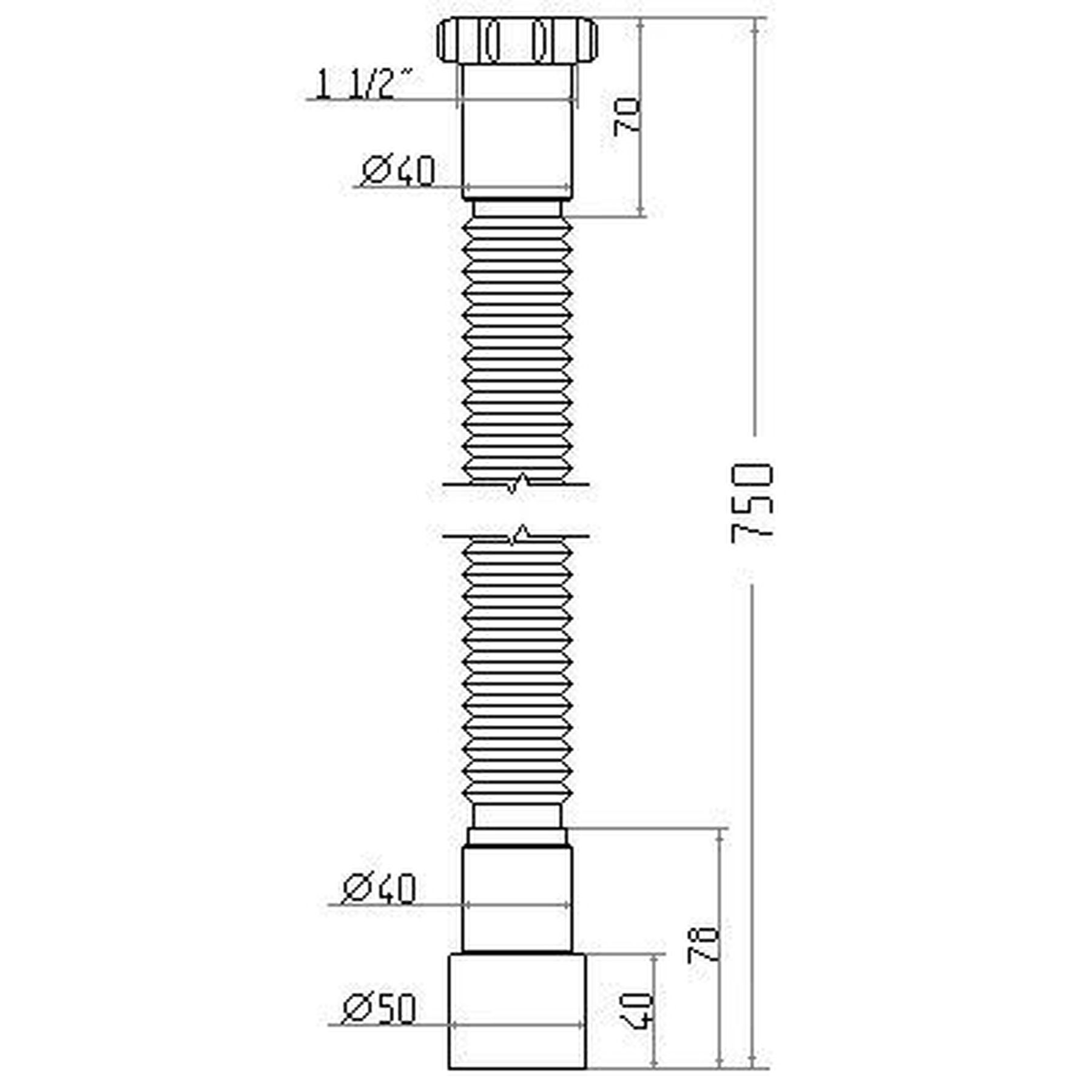 Гнучка труба Waterstal АС-1013 1 1/2″х40/50 з гайкою, 750мм - Image 2