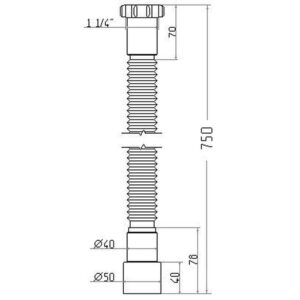 Гнучка труба Waterstal АС-1015  1 1/4″х40/50 з гайкою, 750мм - Image 2