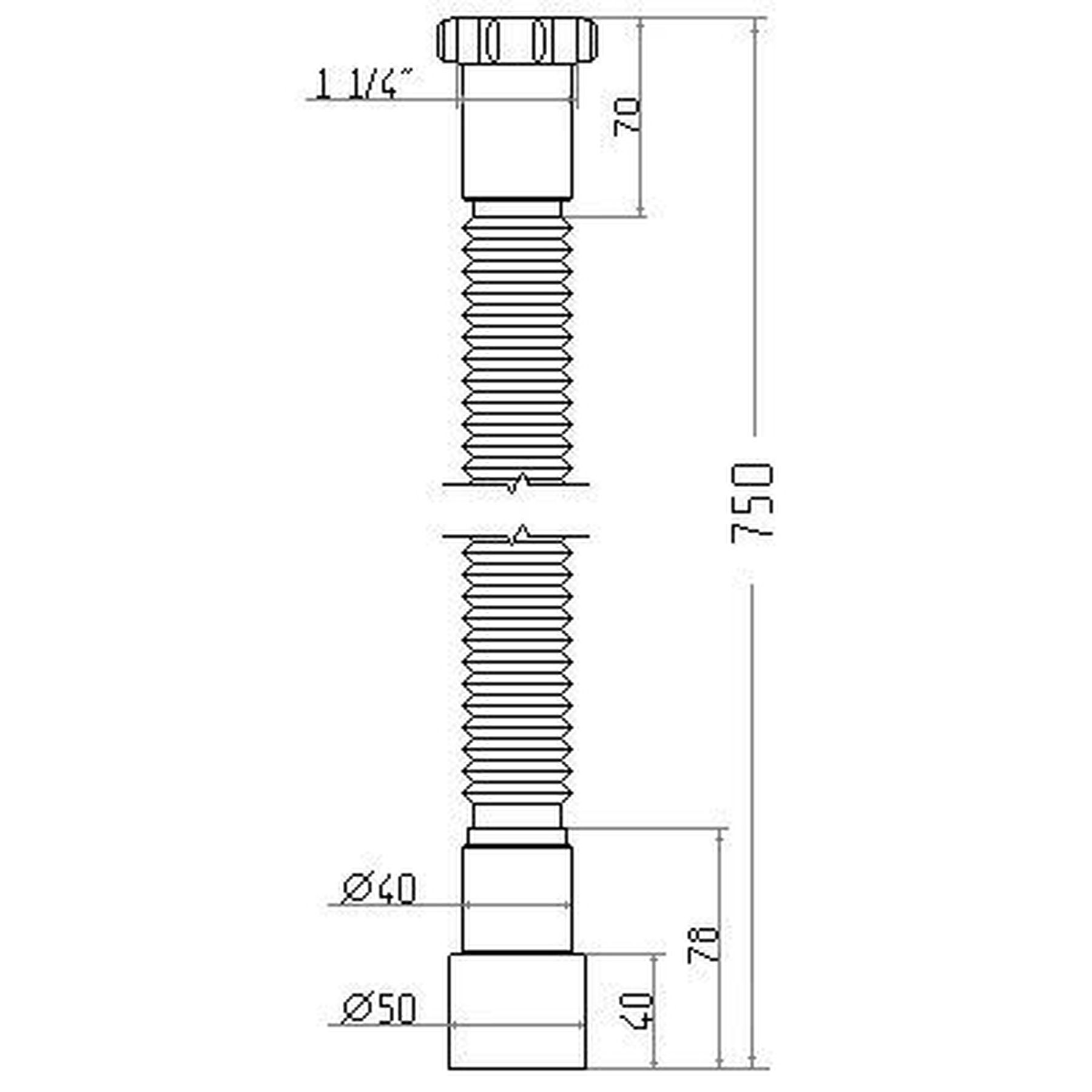 Гнучка труба Waterstal АС-1015  1 1/4″х40/50 з гайкою, 750мм - Image 2