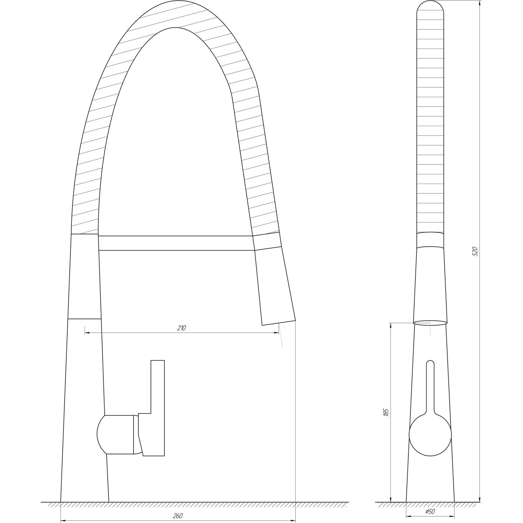 Змішувач для кухні Globus Lux LAZER GLLR-1032-StSTEEL - Image 2
