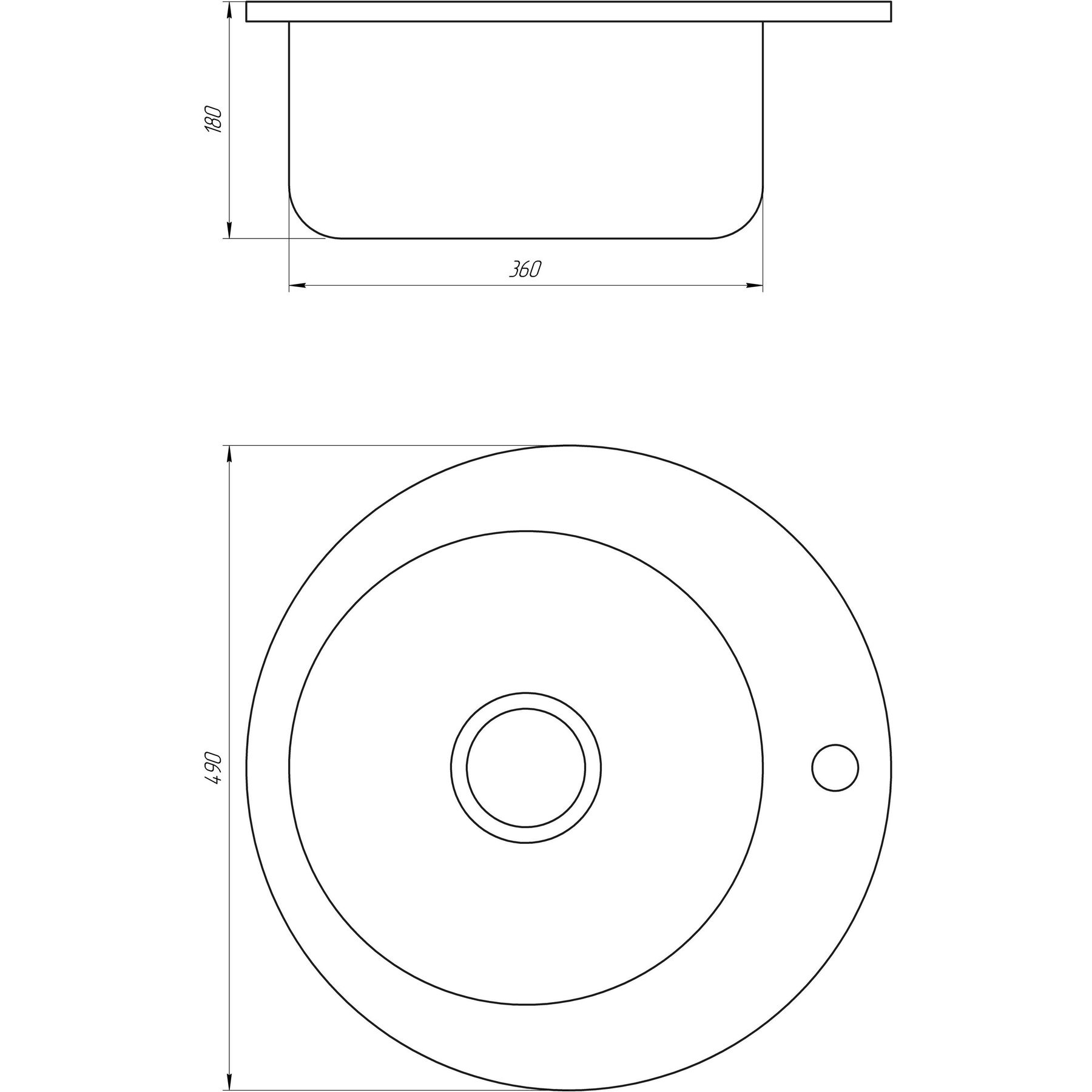 Мийка кухонна врiзна кругла 490х180 Decor MR 490 D Mira - Image 2