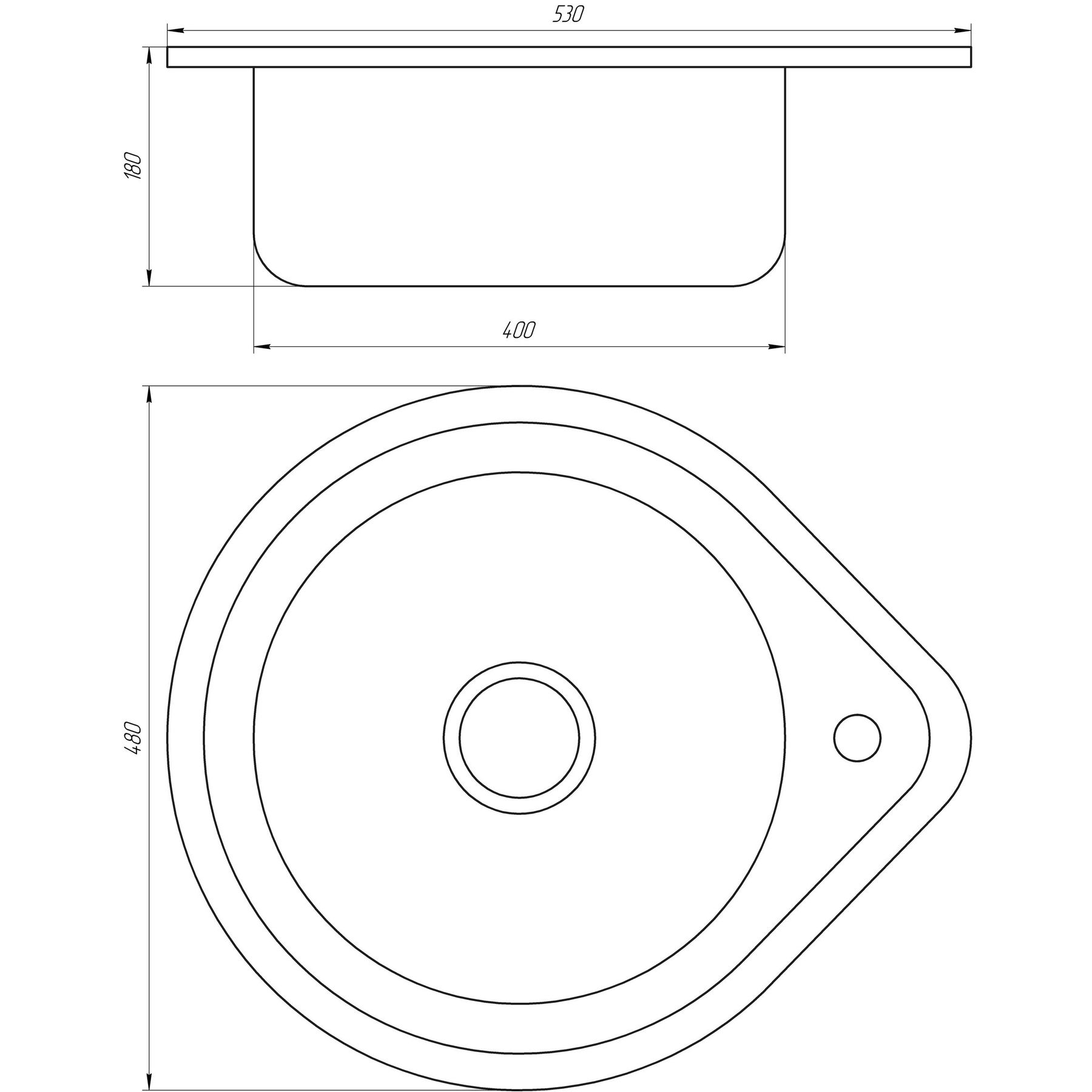 Мийка кухонна врiзна кругла 530х180 Satin MR 530 E Mira - Image 2