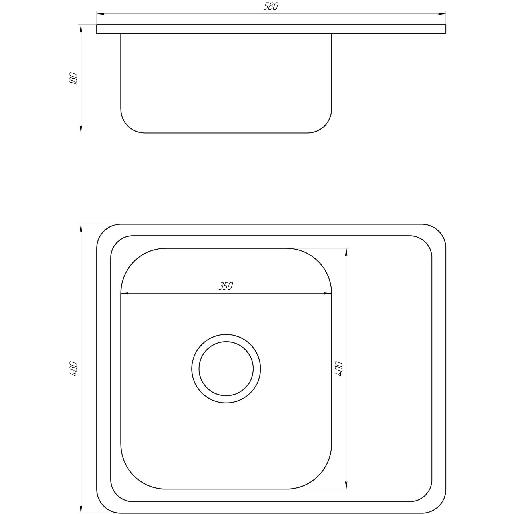 Мийка кухонна врiзна прямокутна з полицею 580х480х180 Decor MR 5848 D Mira - Image 2