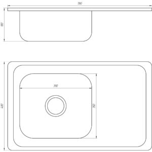 Мийка кухонна врiзна прямокутна з полицею 780х480х180 Decor MR 7848 D Mira - Image 2