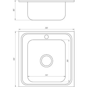 Мийка кухонна накладна прямокутна 500х500х180 Decor MR 5050 D Mira - Image 2