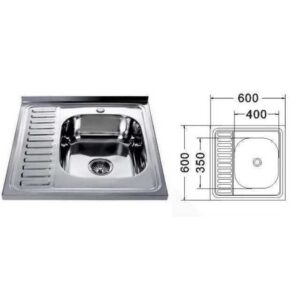 Мийка кухонна накладна прямокутна 600х600х180 Satin Right MR 6060 R E Mira - Image 2