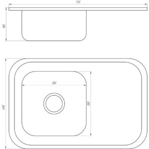 Мийка кухонна врiзна прямокутна з полицею 750х490х180 Decor MR 7549 D Mira - Image 2