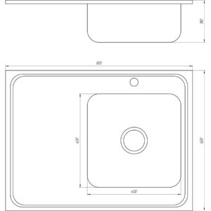 Мийка кухонна накладна прямокутна 800х600х180 Decor Right MR 8060 R D Mira - Image 2