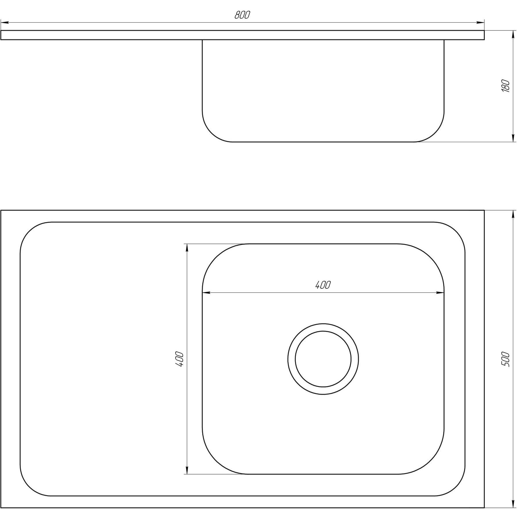 Мийка кухонна накладна прямокутна 800х500х180 Decor Right MR 8050 R D  Mira - Image 2