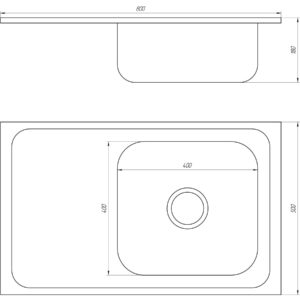 Мийка кухонна накладна прямокутна 800х500х180 Satin Right MR 8050 R E Mira - Image 2