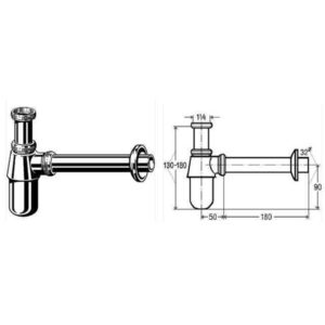 Сифон для раковини VIEGA 1 1/4″ х1 1/4″ металевий хром бутил. б/г100674 - Image 2