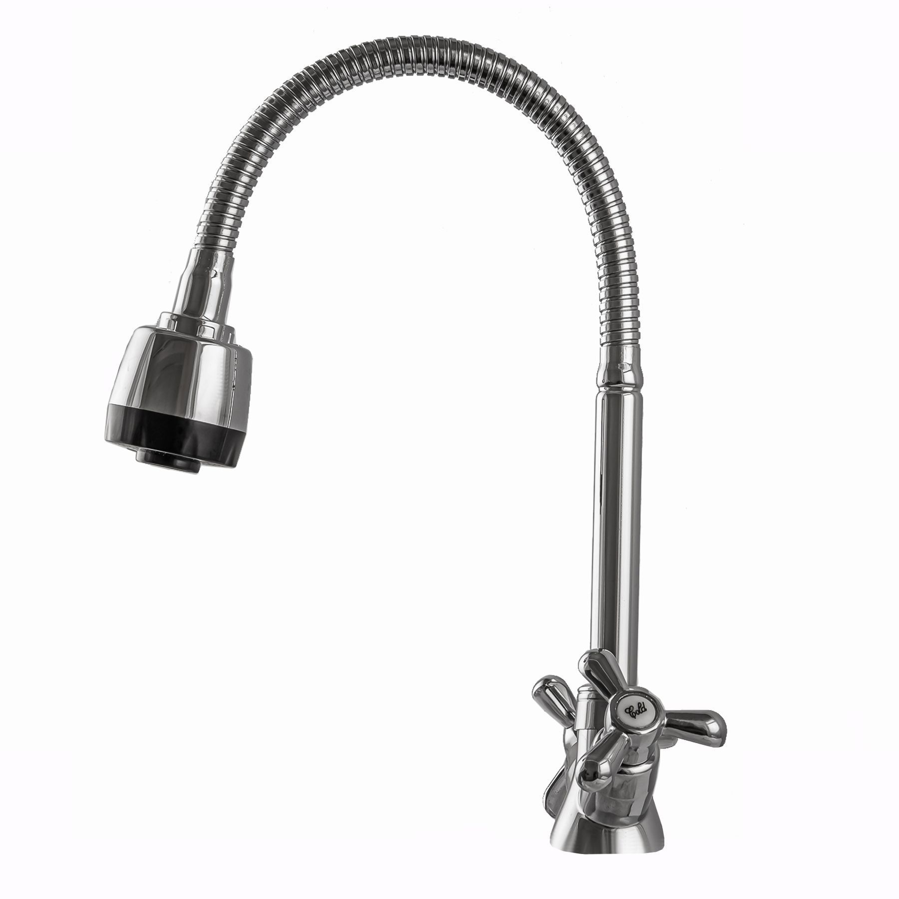 Змішувач для кухні DOMINO DK-H1-2N-103MA Chrom хрест кераміка,с гофровиливом - Image 2