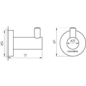 Гачок одинарний Globus Lux SS 8411  SUS304 - Image 2