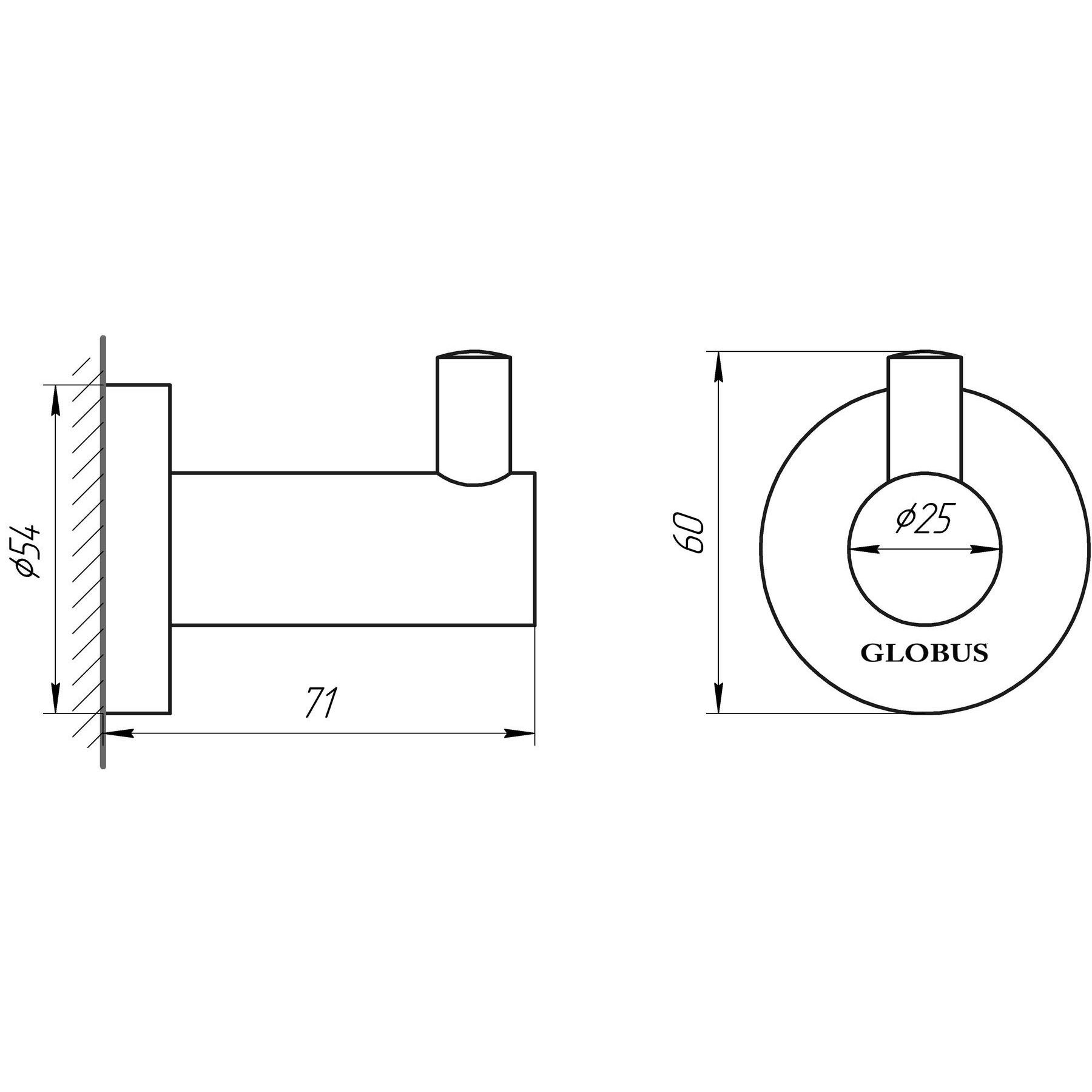 Гачок одинарний Globus Lux SS 8411  SUS304 - Image 2