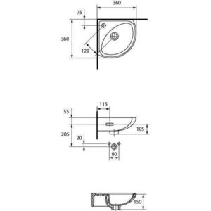 Умивальник кутовий Cersanit SIGMA 35 - Image 3