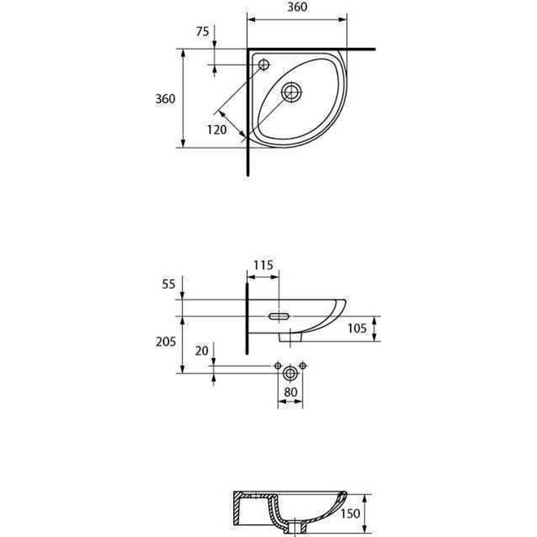 Умивальник кутовий Cersanit SIGMA 35 - Image 3