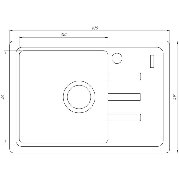 Гранітна мийка Globus Lux MONO слонова кiстка 620х435
