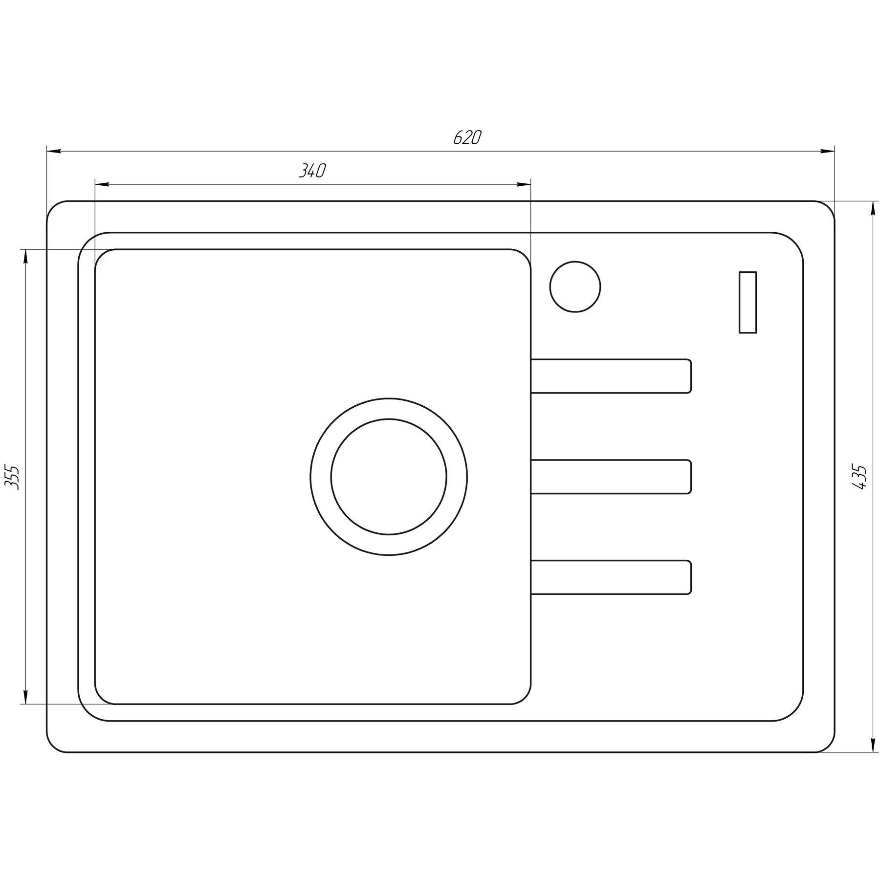 Гранітна мийка Globus Lux MONO слонова кiстка 620х435 - Image 3