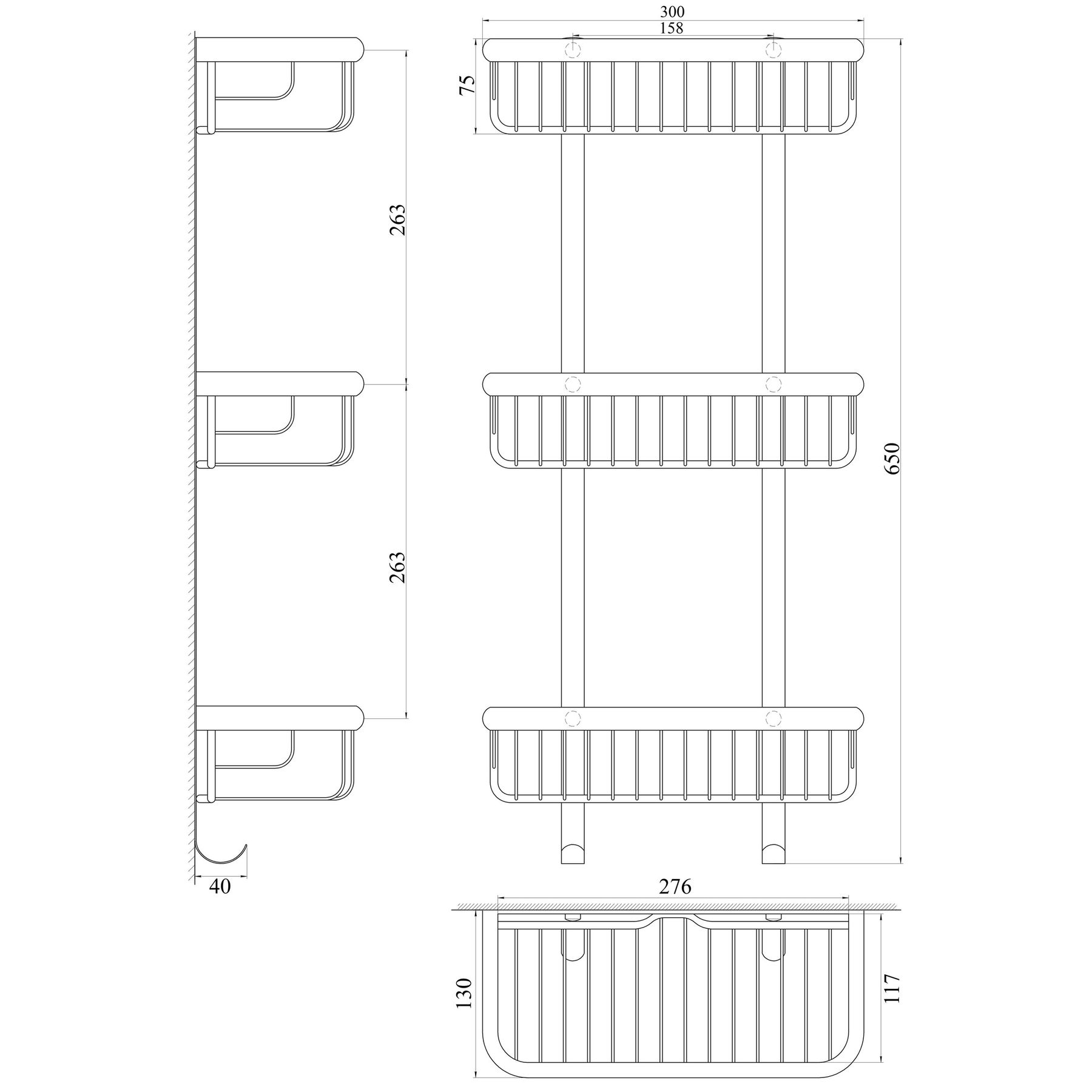 Поличка пряма потрійна TOPAZ 4103 - Image 3