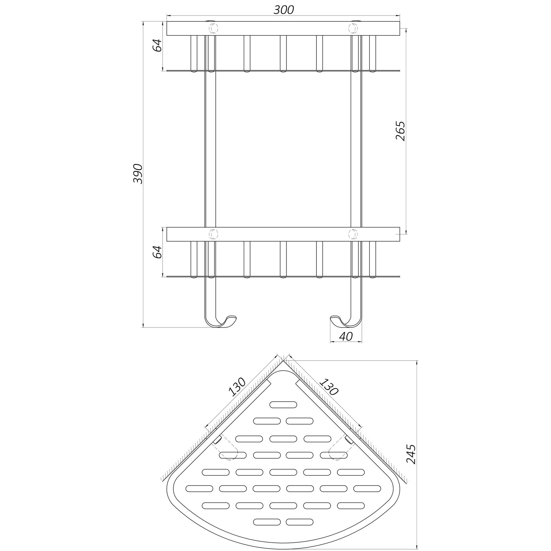 Полка подвійна кутова TOPAZ TKB-9902-BL - Image 3