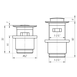 Донний клапан Globus Lux HG-041S-S- BR (Click-clack) Стального кольору - Image 3