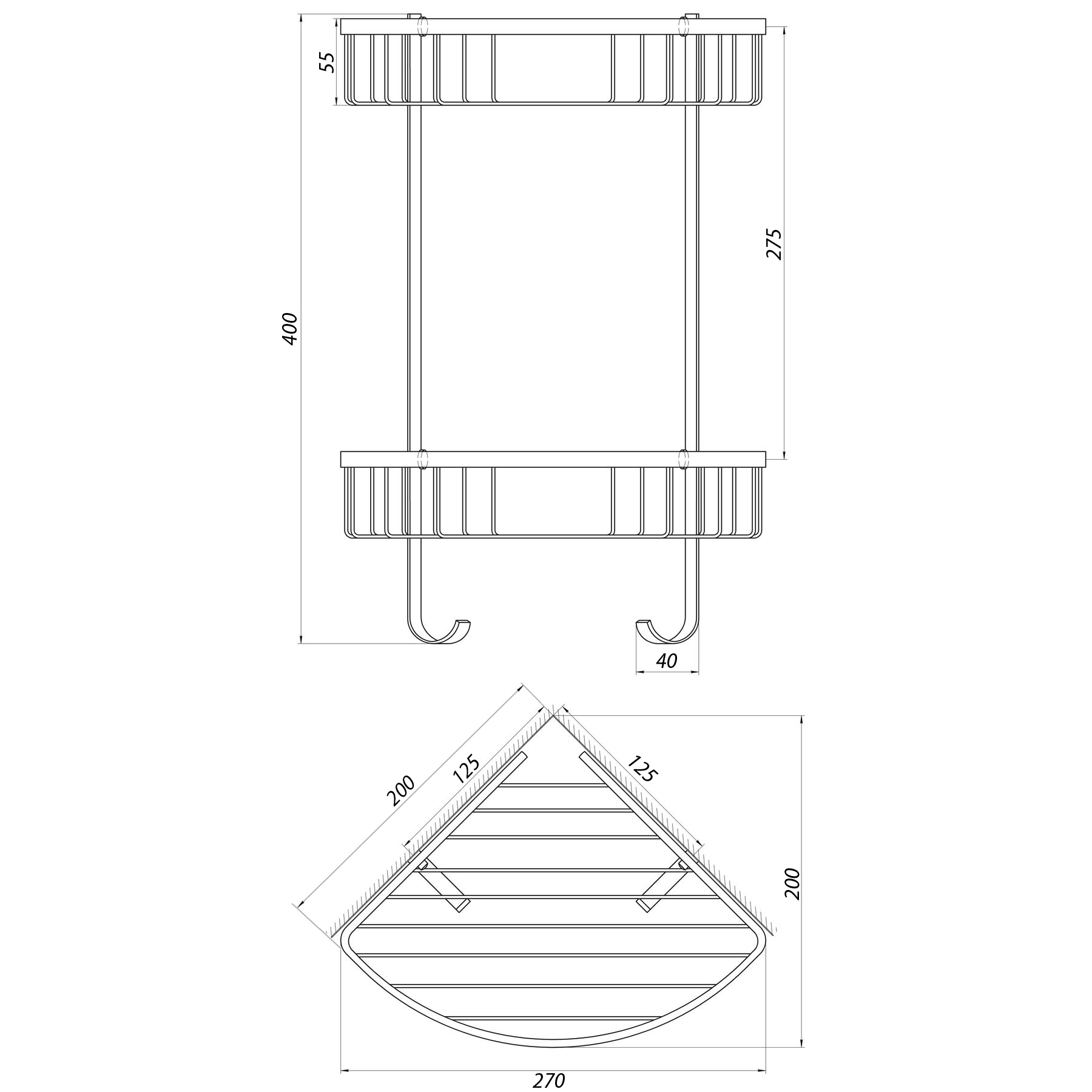 Поличка подвійна кутова TOPAZ 4124 - Image 3