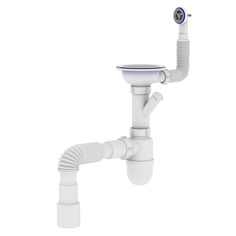 Сифон OPTIMUM 31/2″*40 для мийки з відведенням для прал маш, з круглим гнучким переливом та гнучкою трубою 40х40/50 OPTI 27243 - Image 3