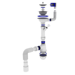 Сифон OPTIMUM 31/2″*40 для мийки з відведенням для прал маш, з прямокутним гнучким переливом та гнучкою трубою 40х40/50 OPTI  27343 - Image 3